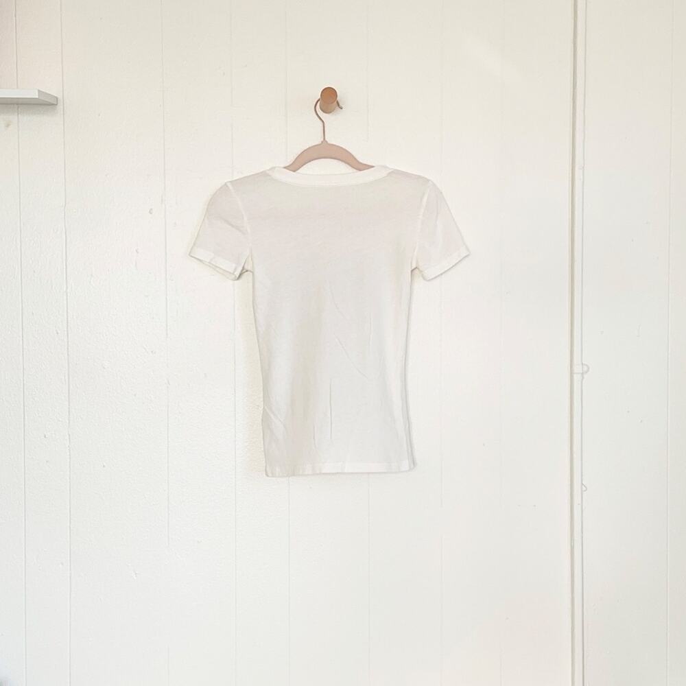 Y2K Hollister Glitter Heart Graphic Baby Tee White Fitted Spellout Shirt XS - Picture 3 of 9